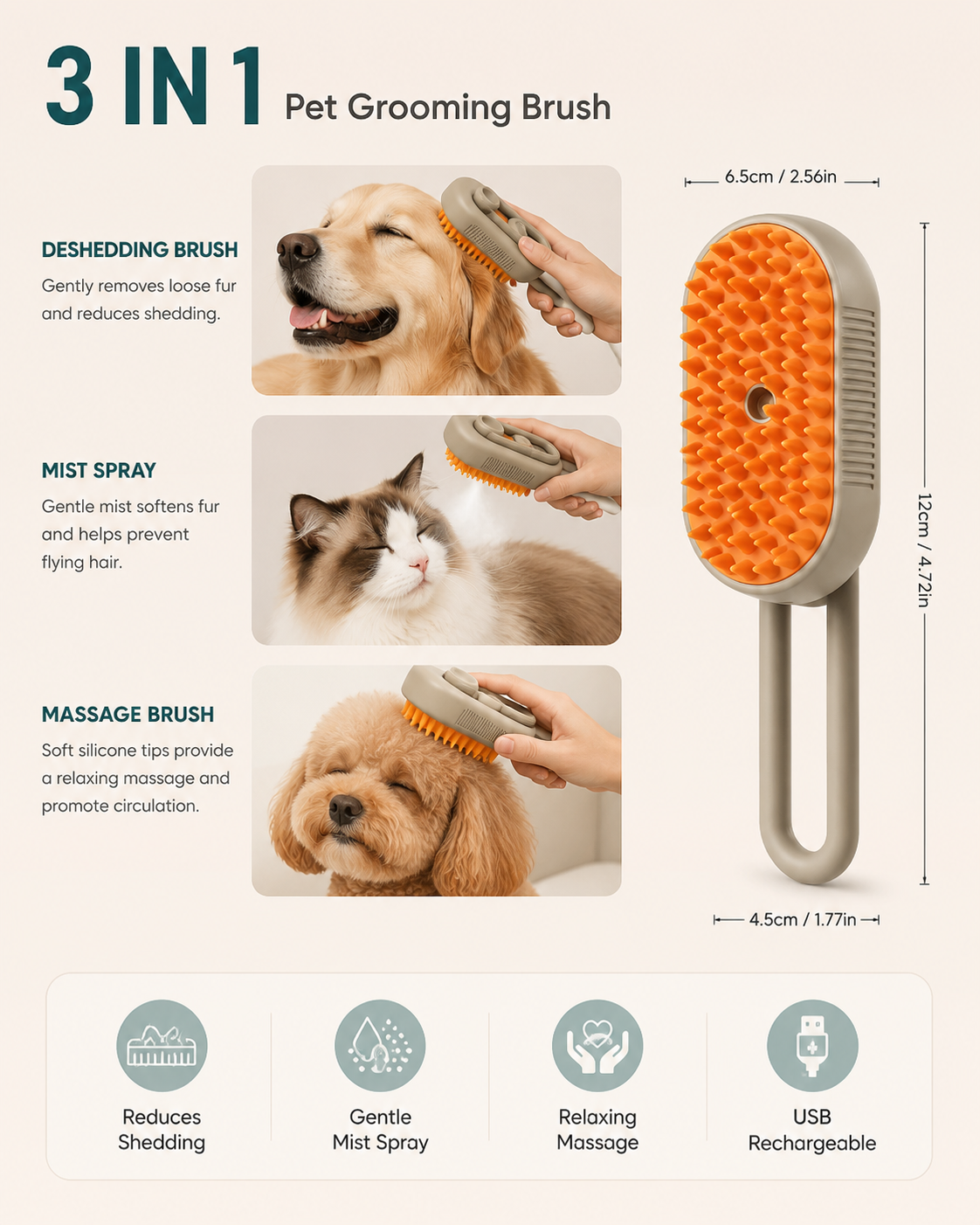 Zorevon™ 3-in-1 Pet Grooming Brush